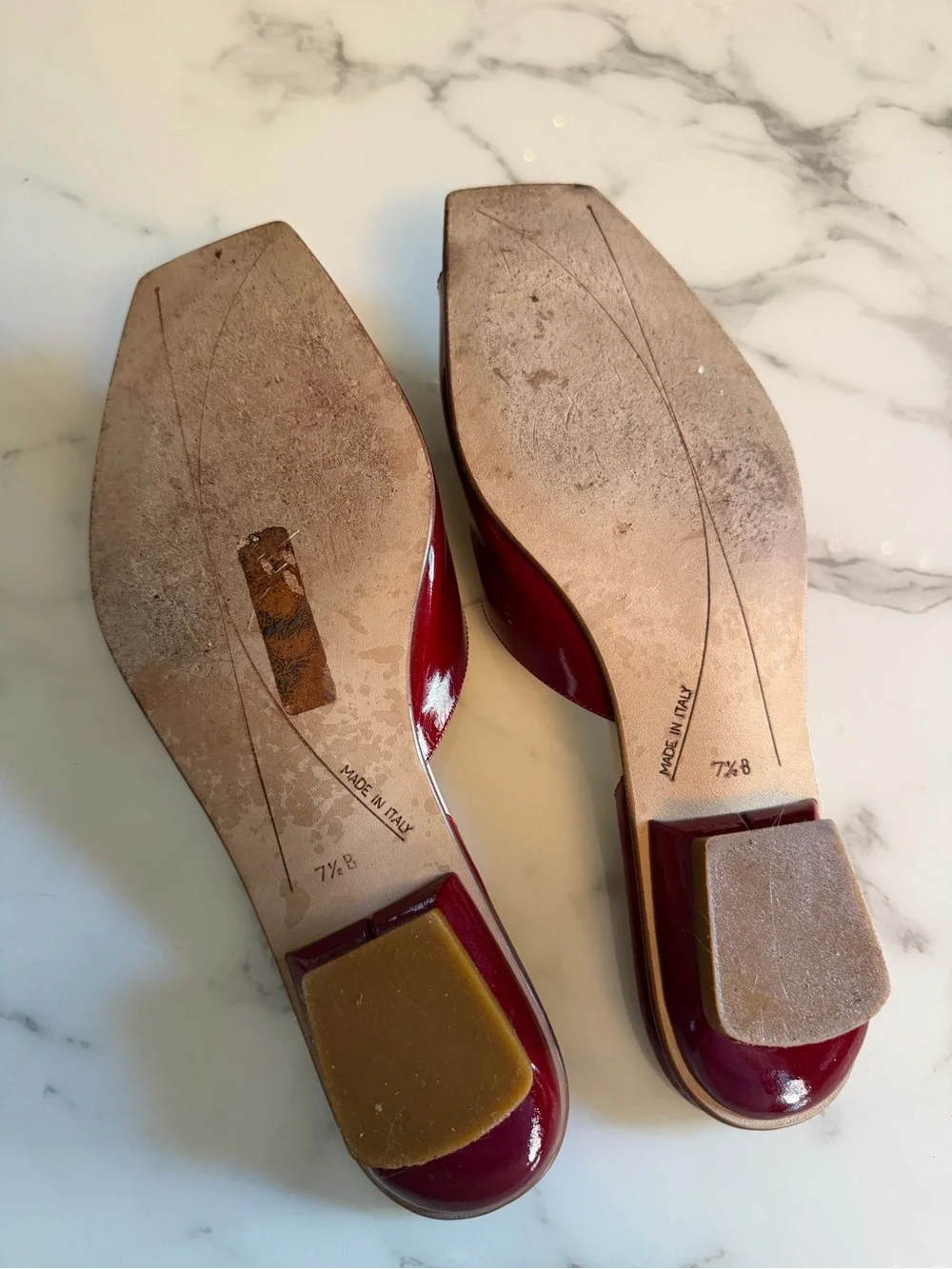 Kate Spade Red Patent Leather Mules Clear Cutout Size 7.5